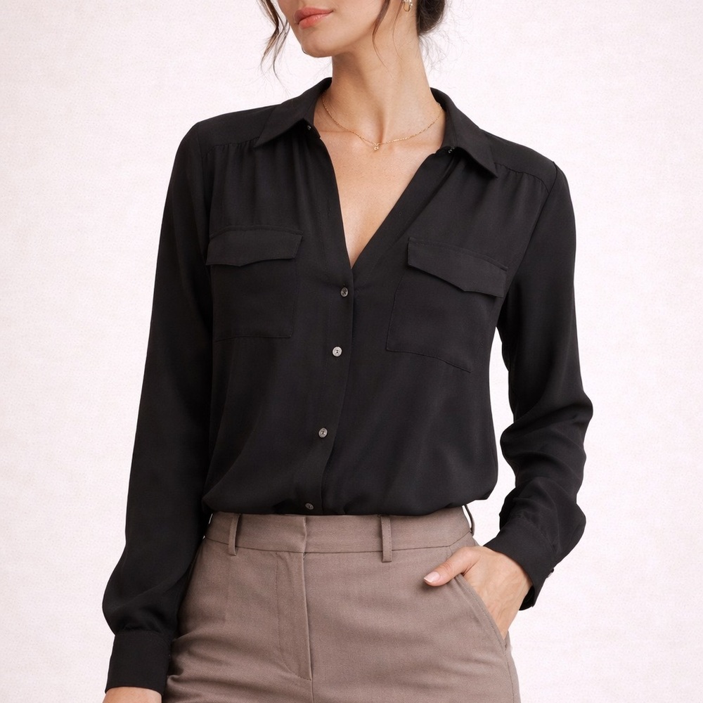 NWT Ann Taylor Black Work Blouse XS Career Office Top